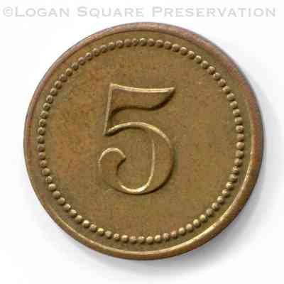 Royal Restaurant 5¢ Tavern Token: Reverse of token