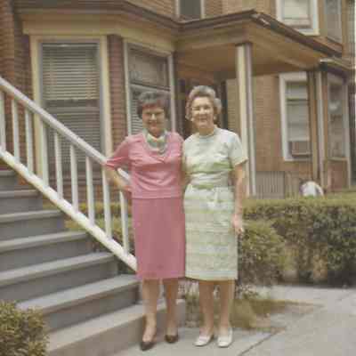 Aunts Marie and Charlotte in front of 2724 N. Ridgeway Ave 1967