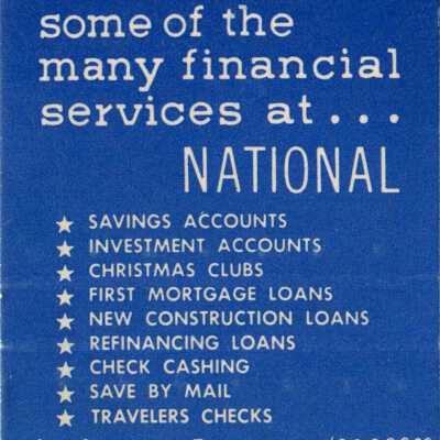 National Savings Matchbook: Inside of matchbook cover