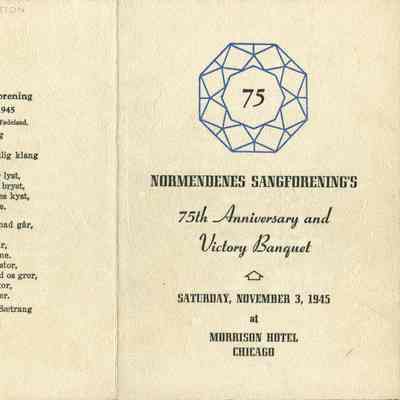 Normendenes Sangforening's 75th Anniversary and Victory Banquet program