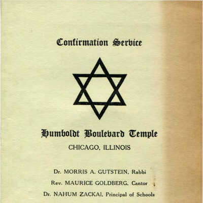 Confirmation Service Humboldt Boulevard Temple May 28, 1944