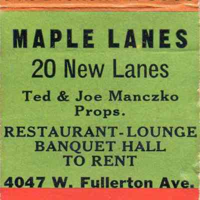 Maple Lanes matchbook