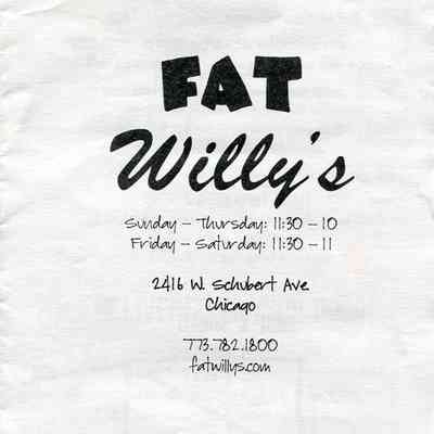 Fat Willy's menu