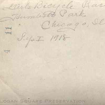 Girls Bicycle Race - Humbolt Park: Back of photograph