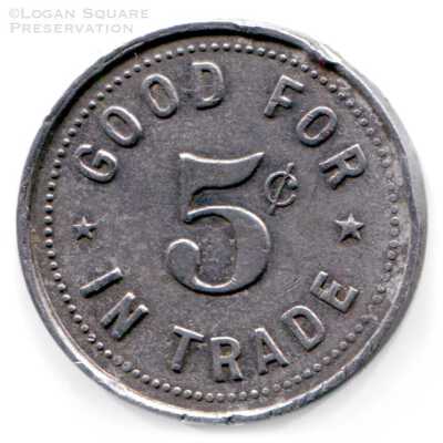 Harry W. Umberger Buffet 5¢ token: Reverse of token