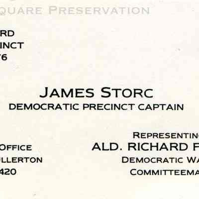 James Storc Democratic Precinct Captain business card