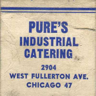 Pure's Industrial Catering matchbook