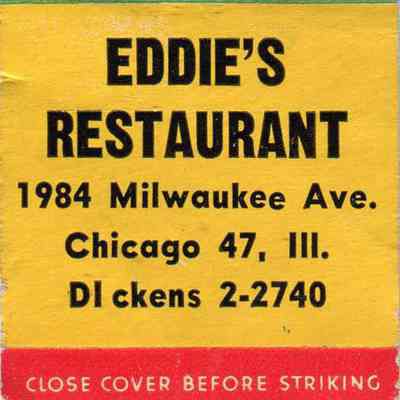 Eddie's Restaurant matchbook