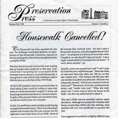 Preservation Press - Vol. 9 No. 2 - Summer 1998