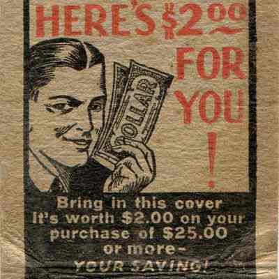 Royal Credit Clothing matchbook: Inside cover of matchbook