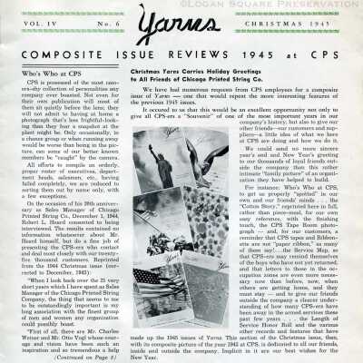 Yarns - Chicago Printed String Christmas 1945 newsletter
