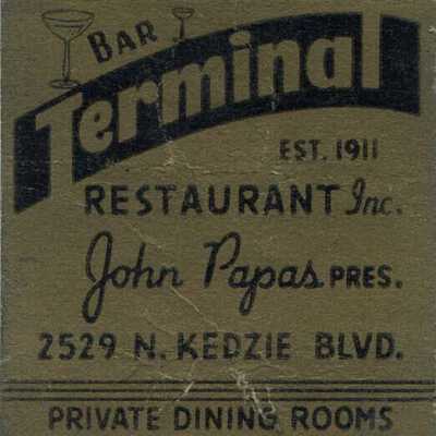 Terminal / Zephyr Restaurants matchbook cover