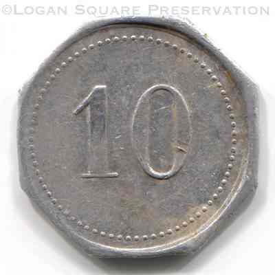 The Club 10¢ Trade Token: Reverse of token
