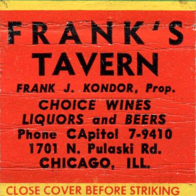 Frank's Tavern matchbook