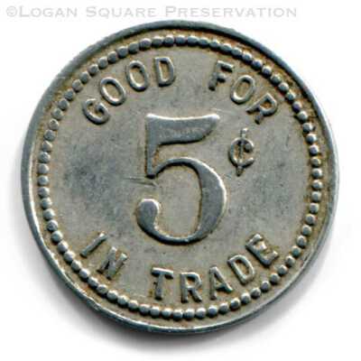 Red White & Blue Tavern token: Reverse of token