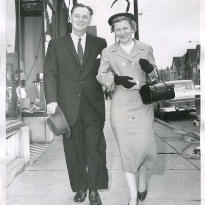 Candidate for City Clerk John C. Marcin and his wife Beatrice at the polls