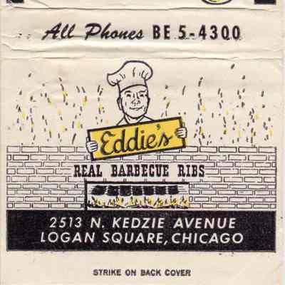 Eddie's Barbecue novelty matchbook