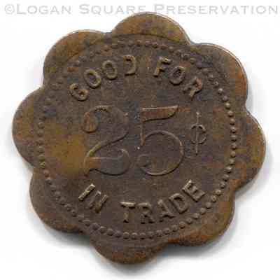 Roger's Billiard Parlor 25¢ Trade Token: Reverse of token