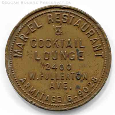 Mar-El Restaurant & Cocktail Lounge Tavern Token