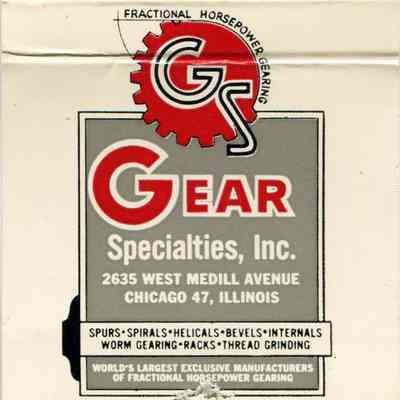 Gear Specialties Inc. matchbook