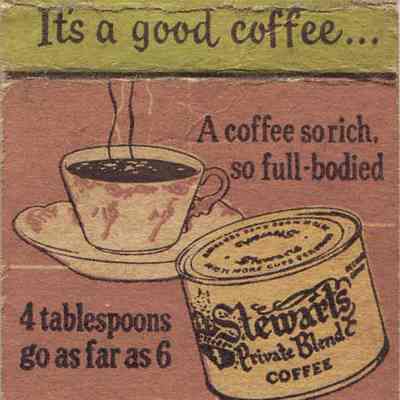 Stewarts Private Blend Coffee matchbook