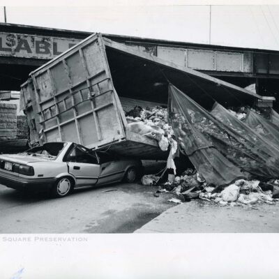 Trash Truck Topples