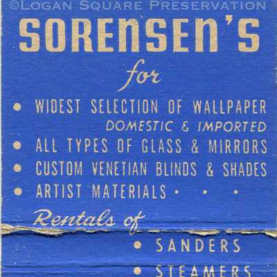 Sorenson Paint Co. matchbook: Inside cover of matchbook