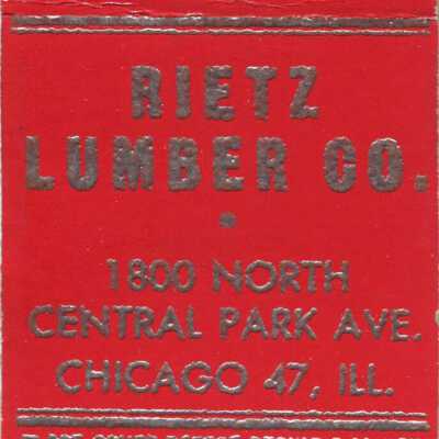 Rietz Lumber Co. matchbook
