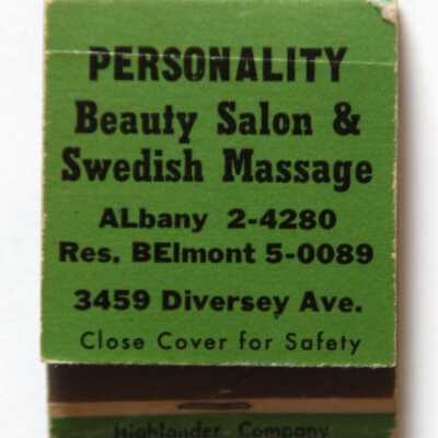 Personality Beauty Salon & Swedish Massage matchbook