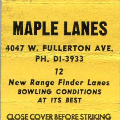 Maple Lanes matchbook