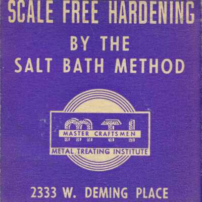 Dura-Hard Steel Treating Company matchbook: Back of matchbook