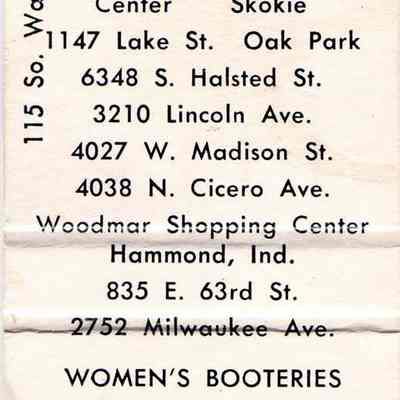 O'Connor & Goldberg matchbook: Inside of matchbook
