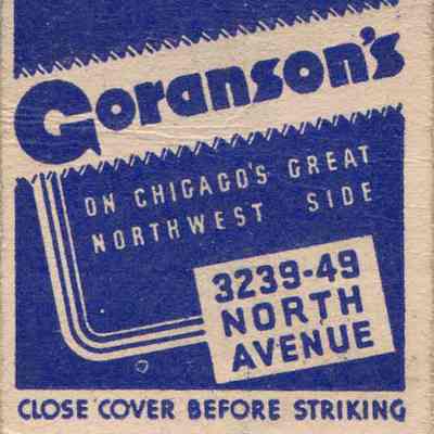 Goranson's Bowl matchbook