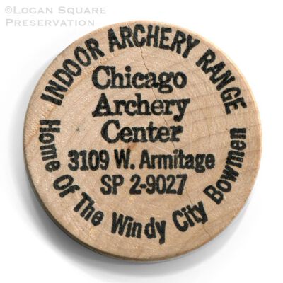 Chicago Archery Center wooden nickel