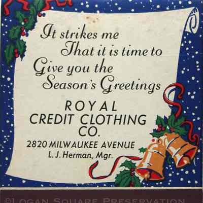 Royal Credit Clothing Co. holiday matchbook