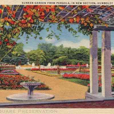 Sunken Garden from Pergola, in New Section, Humboldt Park, Chicago
