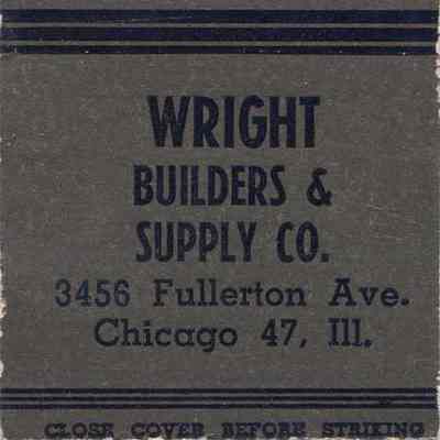 Wright Builders & Supply Co. matchbook