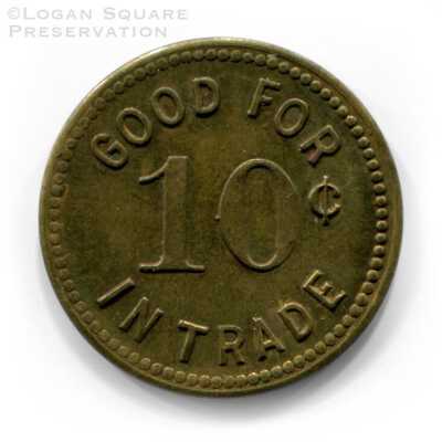 Bob Inn 10¢ Tavern Token: Reverse of token