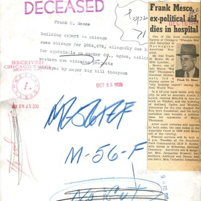 Frank H. Mesce - Building Expert: Back of photograph
