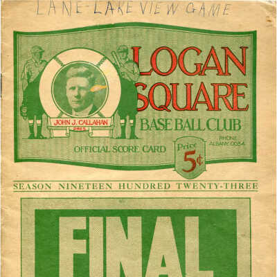 Logan Square Baseball Club Official Score Card 1923