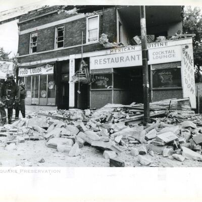 Rubble from the blast