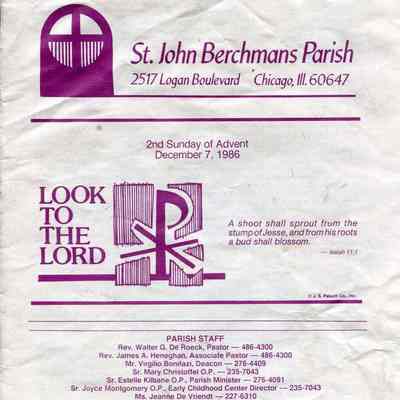 St. John Berchmans Dec 7, 1986 Bulletin