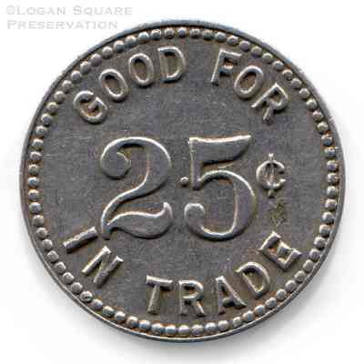 Casanova Tavern Token - Good for 25¢ in Trade: Reverse of token