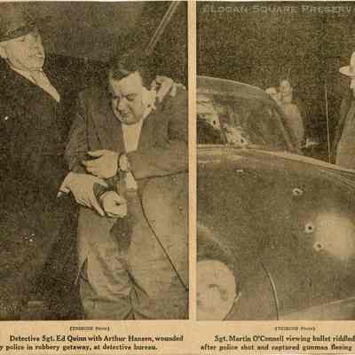 Detective Sgt. Ed Quinn with Arthur Hansen: Newspaper clipping