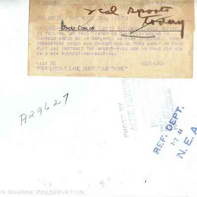 The Ump's A Gay Blade This Winter: Back of photograph