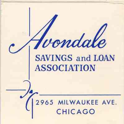 Avondale Savings and Loan Association matchbook