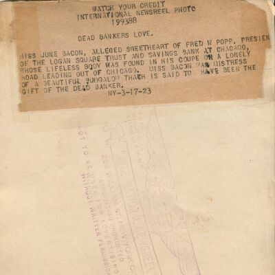 Dead Bankers Love - Miss June Bacon: Back of photograph