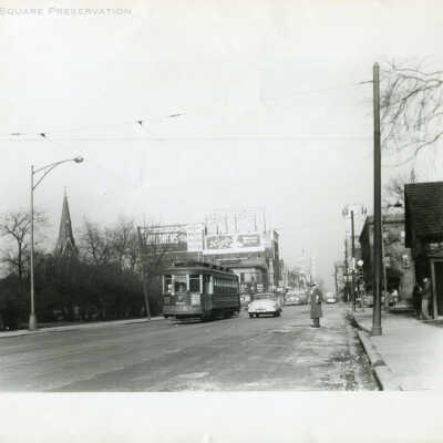 Looking northwest on Milwaukee Ave at Logan Blvd