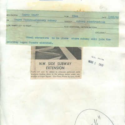 N.W. Side Subway Extension: Back of photograph
