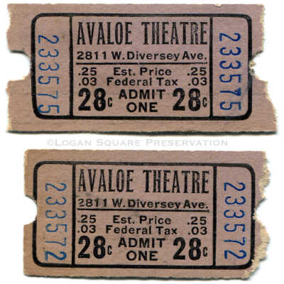 Avaloe Theater ticket stubs